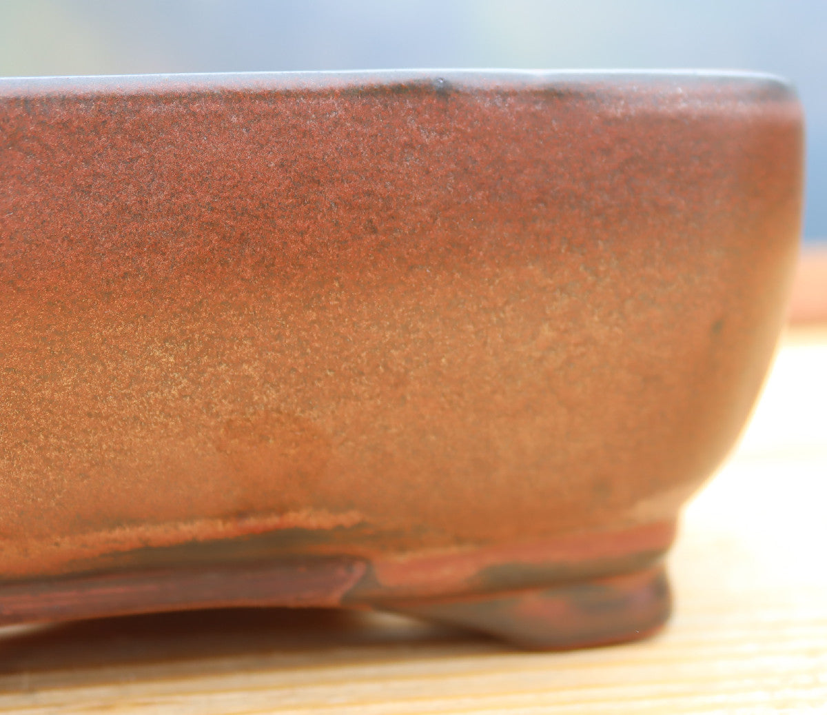 8.3" (21cm) Rectangular Copper Glazed Bonsai Plant Pot | Slip Cast Ceramic