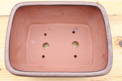 8.3" (21cm) Rectangular Copper Glazed Bonsai Plant Pot | Slip Cast Ceramic