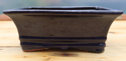8" (20cm) Rectangular Navy Blue Glazed Bonsai Plant Pot | Slip Cast Ceramic