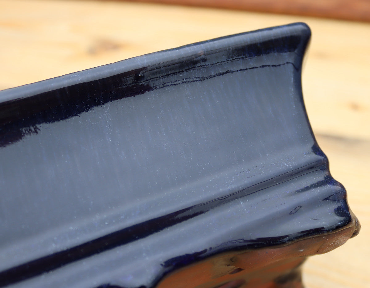 8" (20cm) Rectangular Navy Blue Glazed Bonsai Plant Pot | Slip Cast Ceramic
