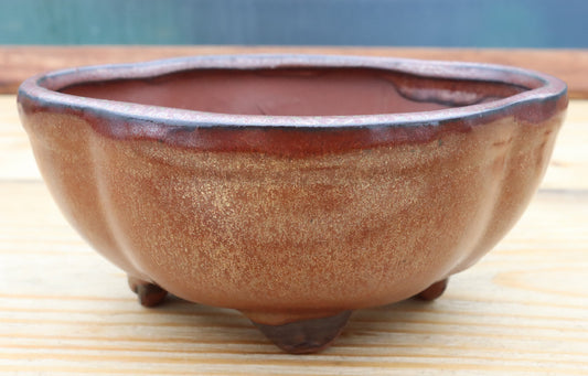 6.3" (16cm) Oval Copper Glazed Bonsai Plant Pot | Slip Cast Ceramic