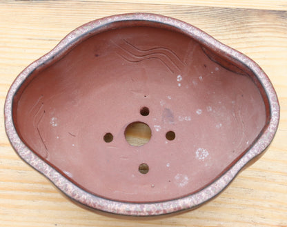 6.3" (16cm) Oval Copper Glazed Bonsai Plant Pot | Slip Cast Ceramic