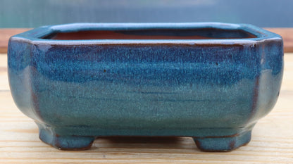 6.5" (16.5cm) Rectangular Turquoise Glazed Bonsai Plant Pot | Slip Cast Ceramic