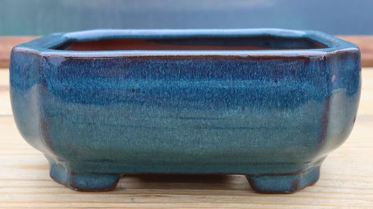 6.5" (16.5cm) Rectangular Turquoise Glazed Bonsai Plant Pot | Slip Cast Ceramic
