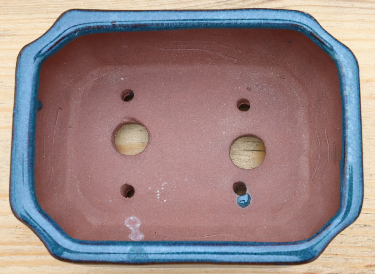6.5" (16.5cm) Rectangular Turquoise Glazed Bonsai Plant Pot | Slip Cast Ceramic