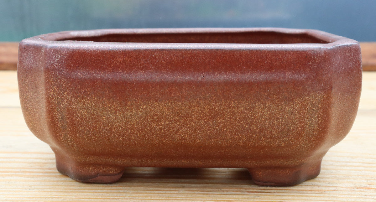 6.5" (16.5cm) Rectangular Copper Glazed Bonsai Plant Pot | Slip Cast Ceramic