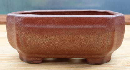 6.5" (16.5cm) Rectangular Copper Glazed Bonsai Plant Pot | Slip Cast Ceramic