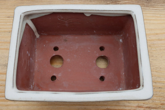 6.3" (16cm) Rectangular Cream Glazed Bonsai Plant Pot | Slip Cast Ceramic