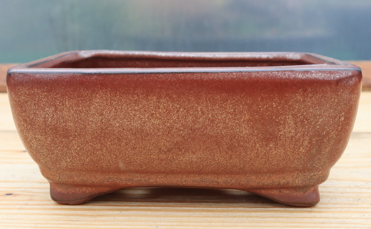 6.3" (16cm) Rectangular Copper Glazed Bonsai Plant Pot | Slip Cast Ceramic