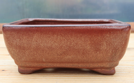 6.3" (16cm) Rectangular Copper Glazed Bonsai Plant Pot | Slip Cast Ceramic