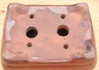 6.3" (16cm) Rectangular Copper Glazed Bonsai Plant Pot | Slip Cast Ceramic