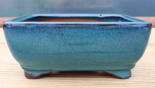 6.3" (16cm) Rectangular Turquoise Glazed Bonsai Plant Pot | Slip Cast Ceramic