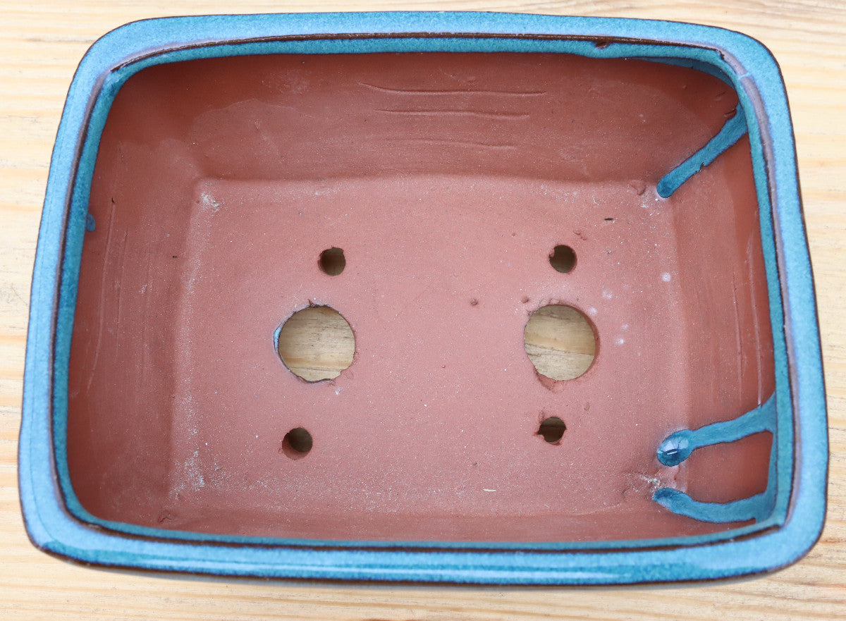 6.3" (16cm) Rectangular Turquoise Glazed Bonsai Plant Pot | Slip Cast Ceramic