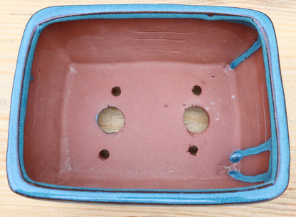 6.3" (16cm) Rectangular Turquoise Glazed Bonsai Plant Pot | Slip Cast Ceramic