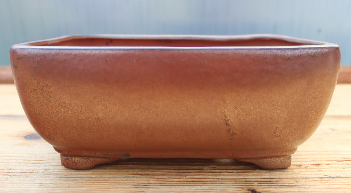 10.6" (27cm) Rectangular Copper Glazed Bonsai Plant Pot | Slip Cast Ceramic