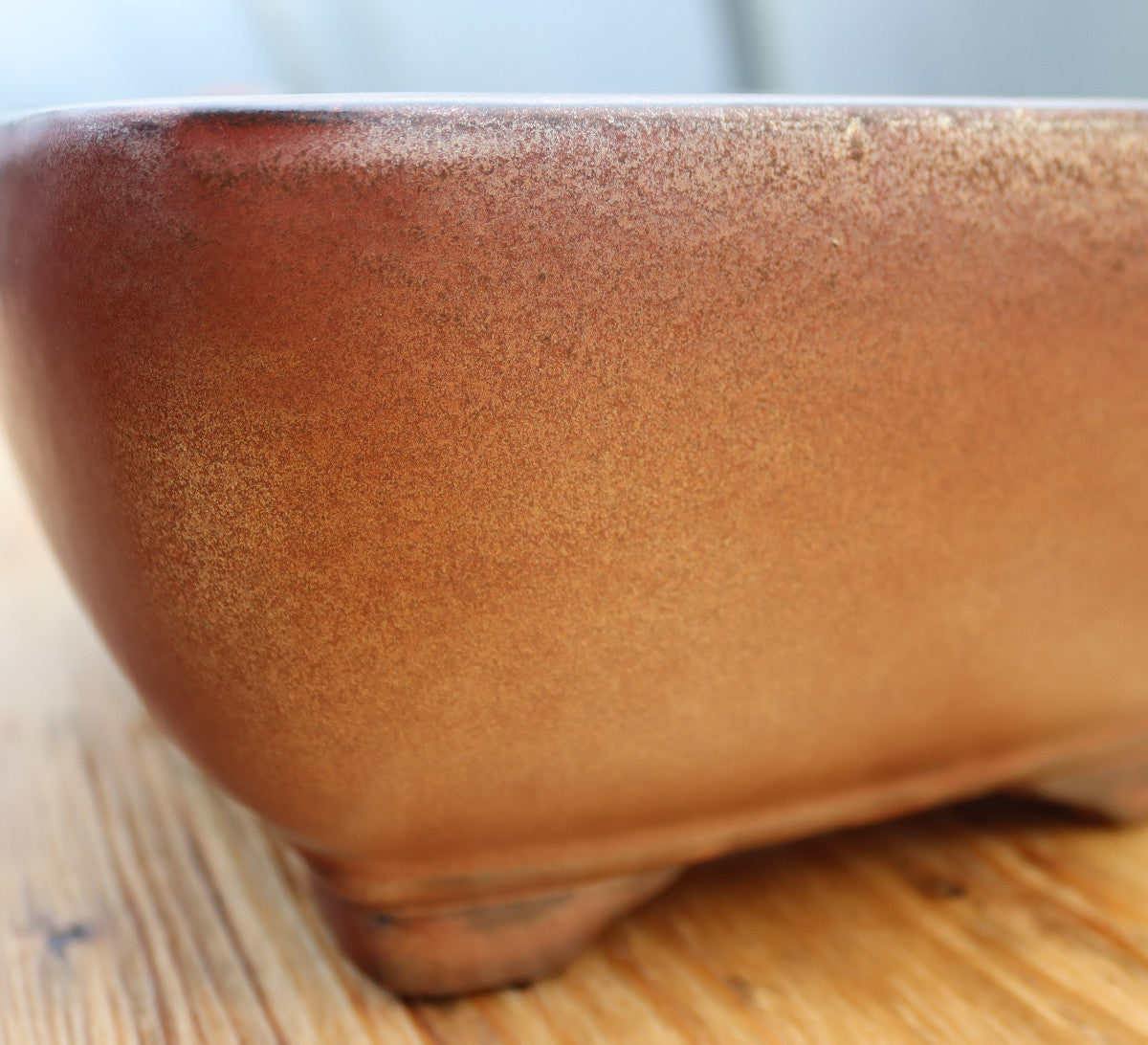 10.6" (27cm) Rectangular Copper Glazed Bonsai Plant Pot | Slip Cast Ceramic