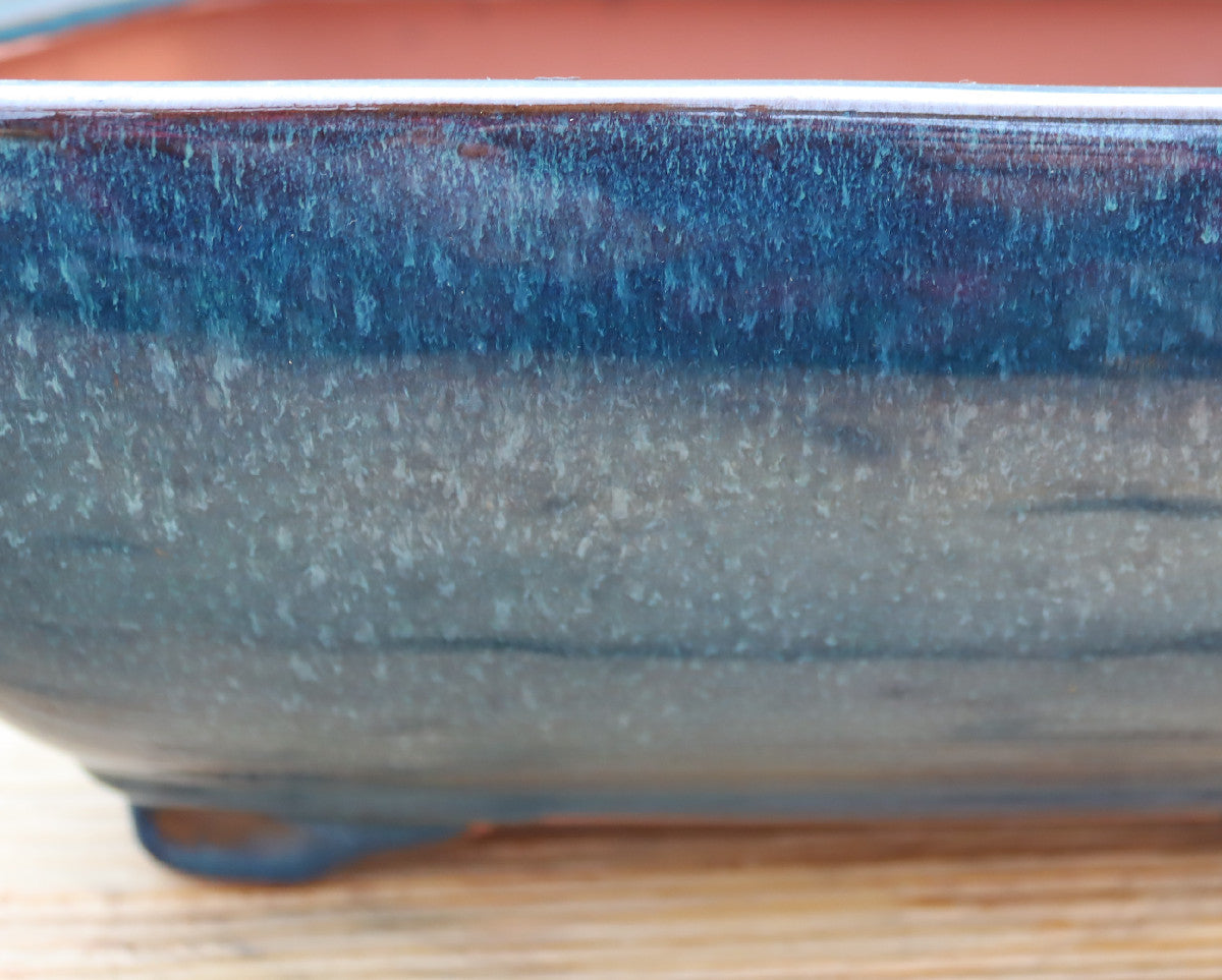 10.6" (27cm) Rectangular Turquoise Glazed Bonsai Plant Pot | Slip Cast Ceramic