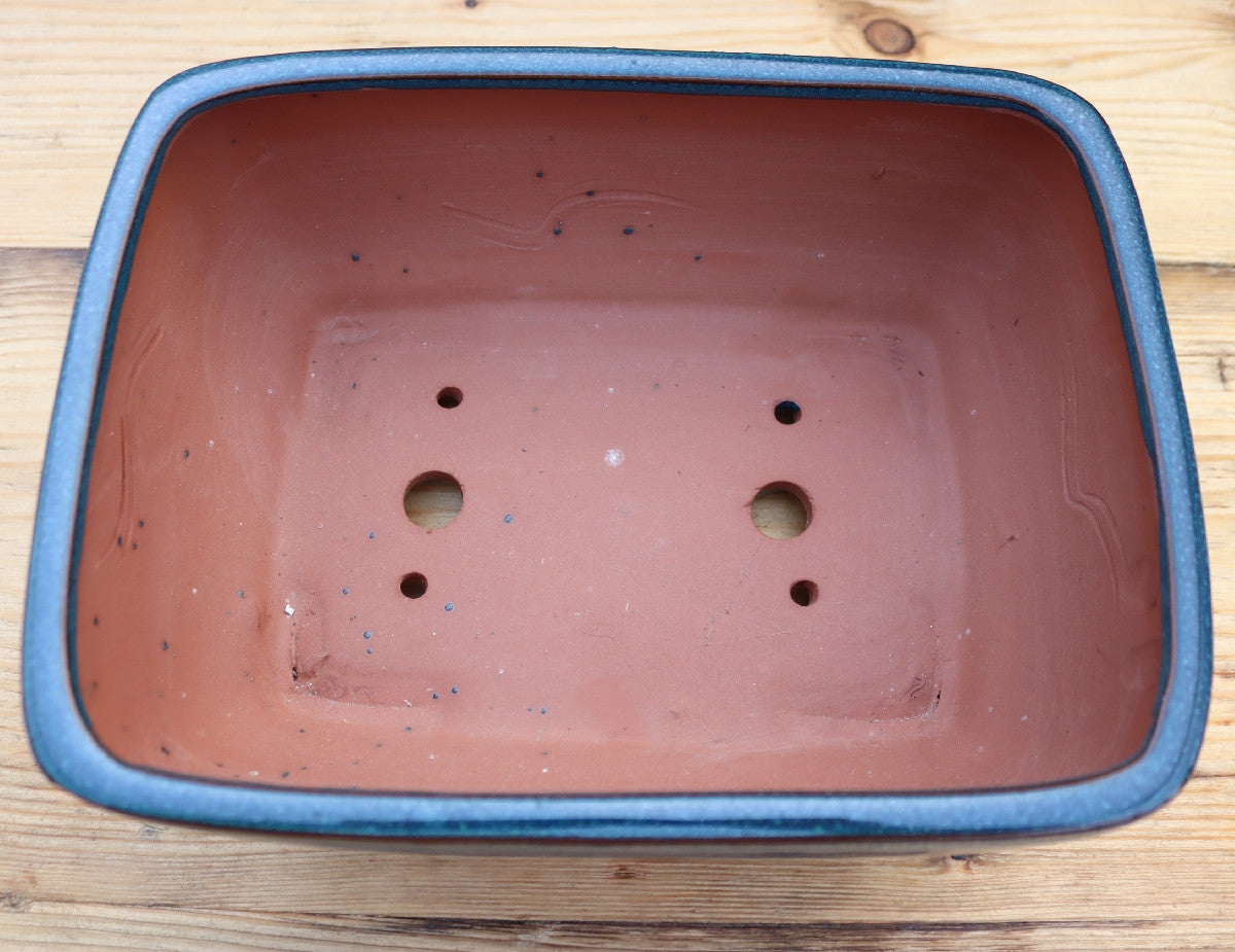 10.6" (27cm) Rectangular Turquoise Glazed Bonsai Plant Pot | Slip Cast Ceramic