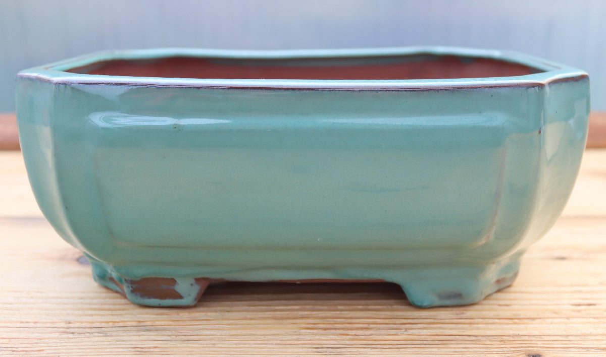 10.6" (27cm) Rectangular Teal Green Glazed Bonsai Plant Pot | Slip Cast Ceramic