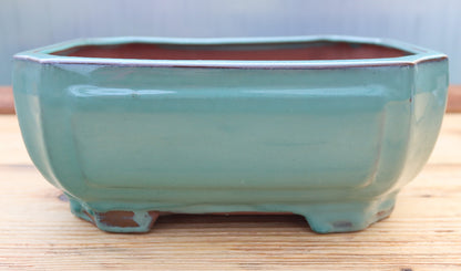 10.6" (27cm) Rectangular Teal Green Glazed Bonsai Plant Pot | Slip Cast Ceramic