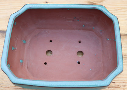 10.6" (27cm) Rectangular Teal Green Glazed Bonsai Plant Pot | Slip Cast Ceramic
