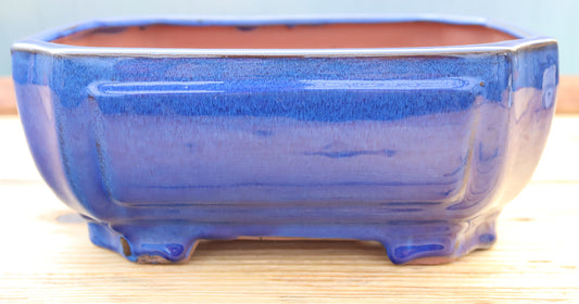10.6" (27cm) Rectangular Blue Glazed Bonsai Plant Pot | Slip Cast Ceramic