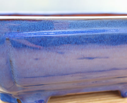 10.6" (27cm) Rectangular Blue Glazed Bonsai Plant Pot | Slip Cast Ceramic