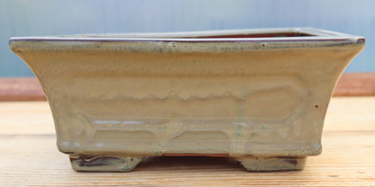 10.2" (26cm) Rectangular Olive Glazed Bonsai Plant Pot | Slip Cast Ceramic