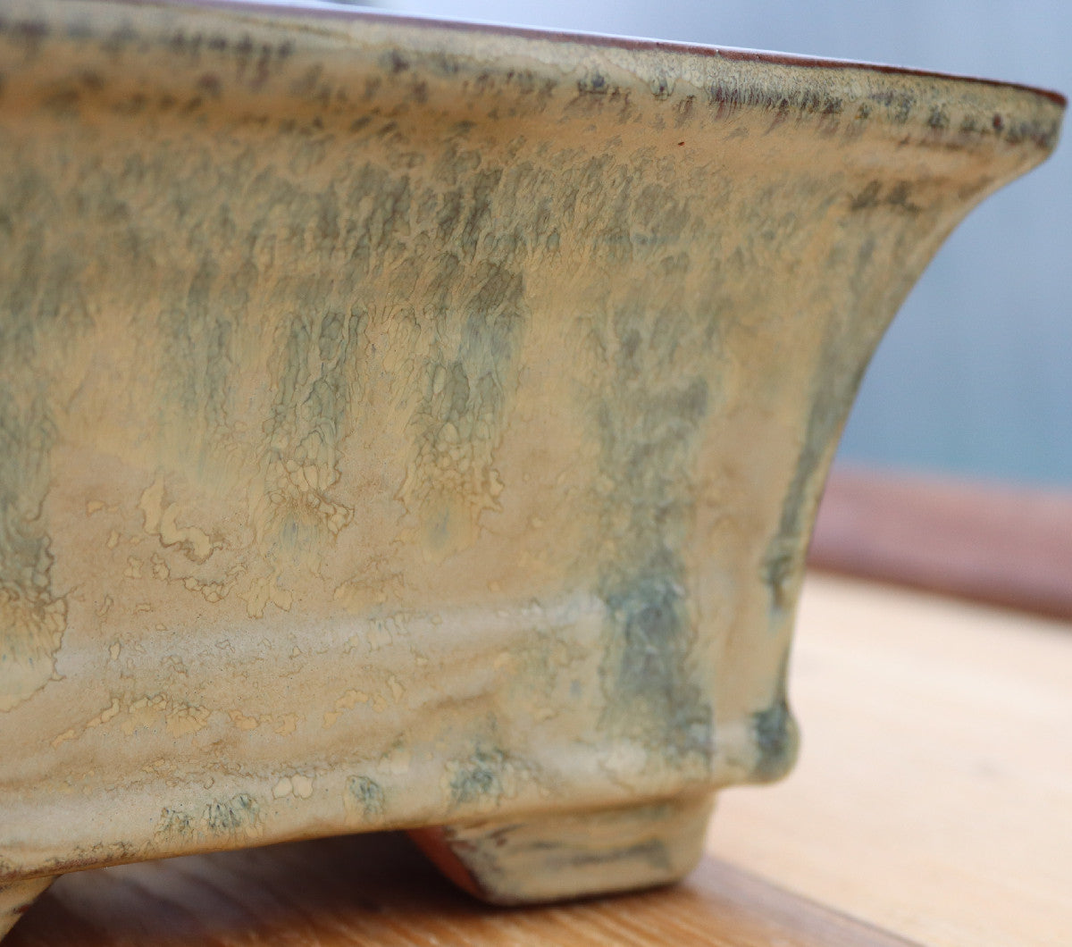10.2" (26cm) Rectangular Olive Glazed Bonsai Plant Pot | Slip Cast Ceramic