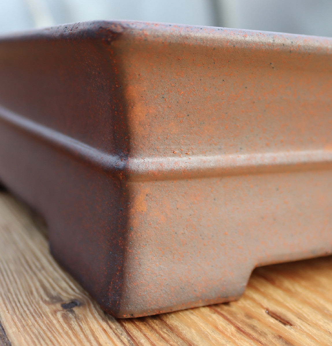 10.3" (26cm) Wood-Fired Rectangular Bonsai Pot