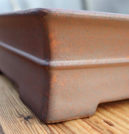 10.3" (26cm) Wood-Fired Rectangular Bonsai Pot