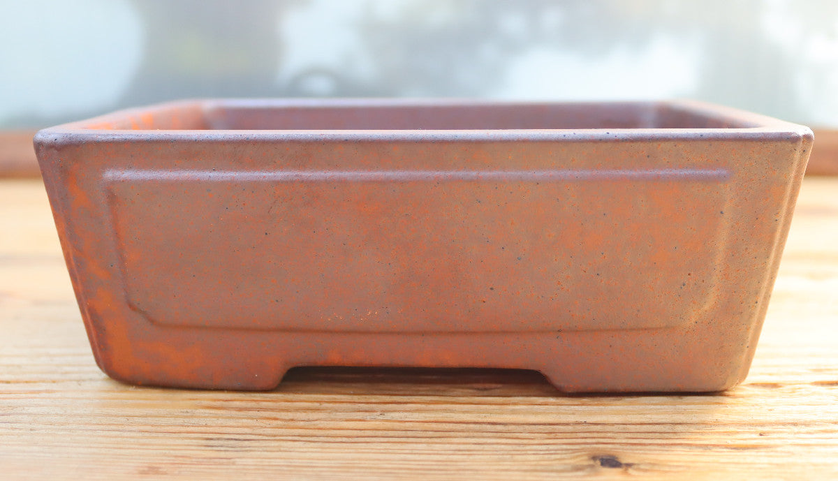 7.7" (19.5cm) Wood-Fired Rectangular Bonsai Pot