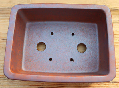 7.7" (19.5cm) Wood-Fired Rectangular Bonsai Pot