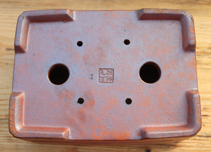 7.7" (19.5cm) Wood-Fired Rectangular Bonsai Pot
