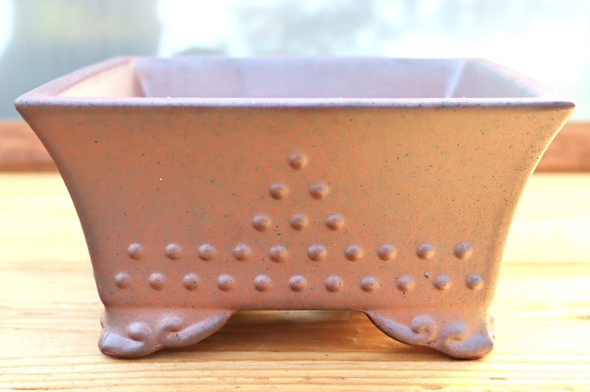 7.3" (18.5cm) Wood-Fired Deep Square Bonsai Pot