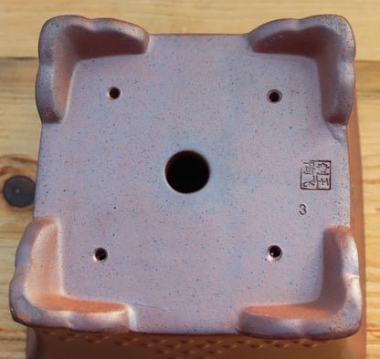7.3" (18.5cm) Wood-Fired Deep Square Bonsai Pot