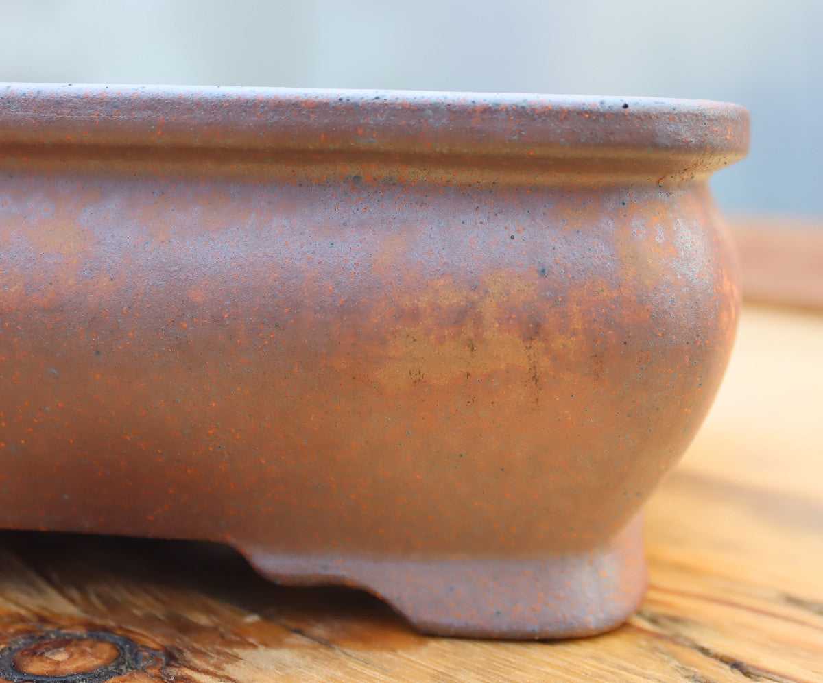 9.2" (24cm) Wood-Fired Rectangular Bonsai Pot | Unglazed Stoneware