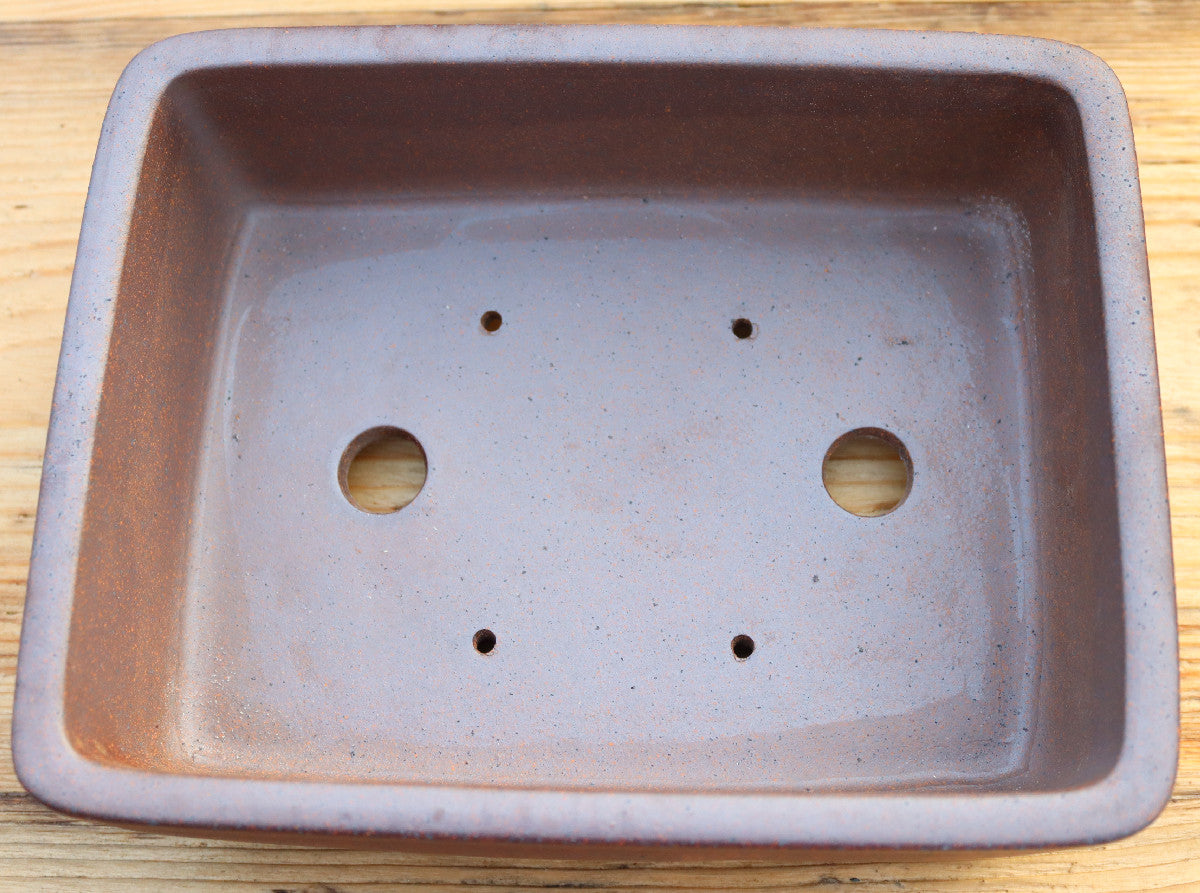 9.2" (24cm) Wood-Fired Rectangular Bonsai Pot | Unglazed Stoneware