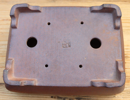 9.2" (24cm) Wood-Fired Rectangular Bonsai Pot | Unglazed Stoneware