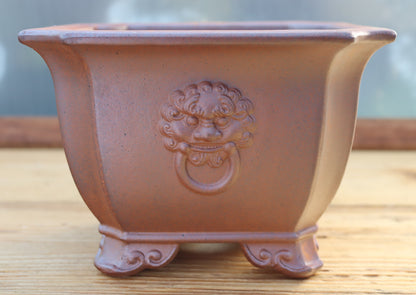 8" (20cm) Wood-Fired Square Bonsai Pot | Unglazed Stoneware