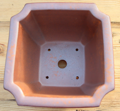 8" (20cm) Wood-Fired Square Bonsai Pot | Unglazed Stoneware
