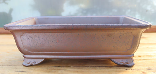 13.2" (34cm) Wood-Fired Rectangular Bonsai Pot | Unglazed Stoneware