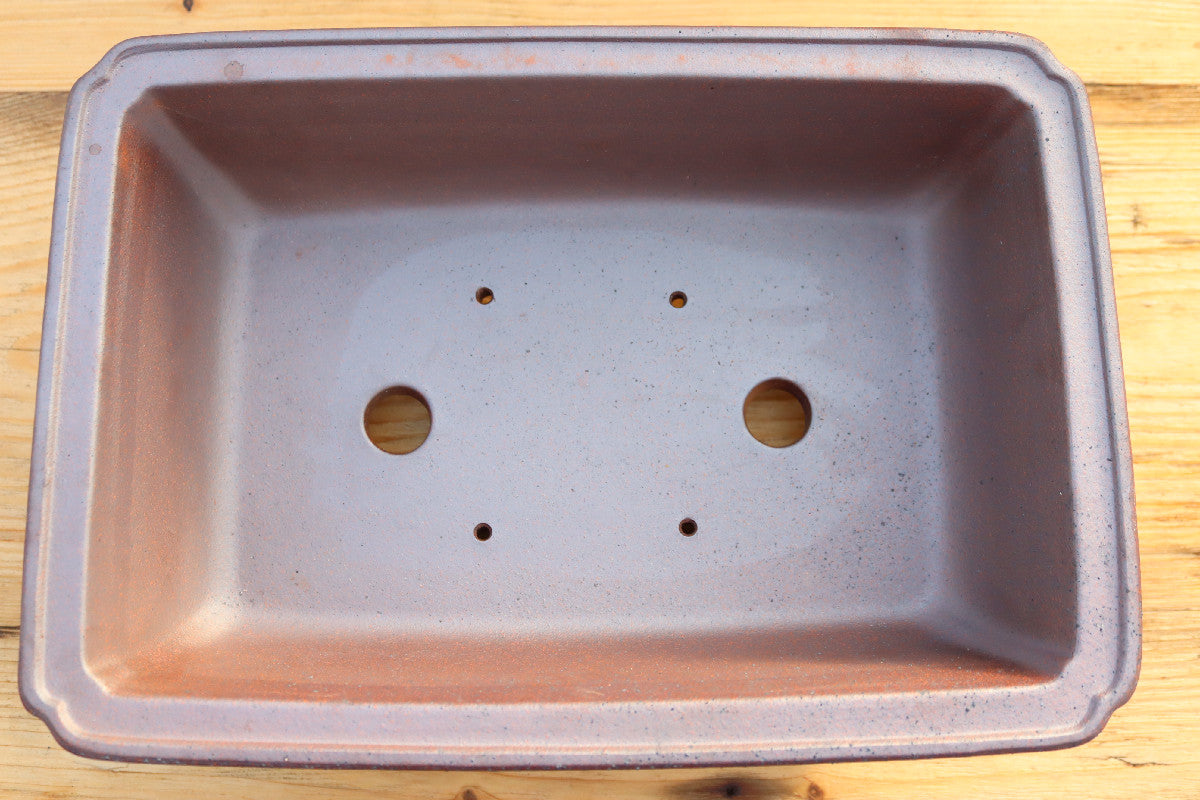 13.2" (34cm) Wood-Fired Rectangular Bonsai Pot | Unglazed Stoneware