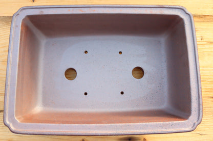 13.2" (34cm) Wood-Fired Rectangular Bonsai Pot | Unglazed Stoneware