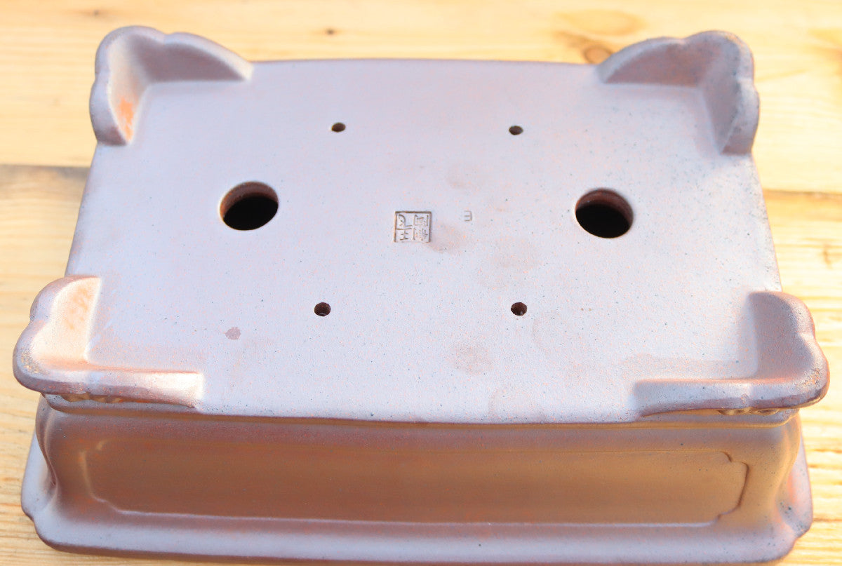 13.2" (34cm) Wood-Fired Rectangular Bonsai Pot | Unglazed Stoneware