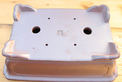 13.2" (34cm) Wood-Fired Rectangular Bonsai Pot | Unglazed Stoneware