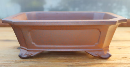 10.3" (26cm) Wood-Fired Rectangular Bonsai Pot | Unglazed Stoneware