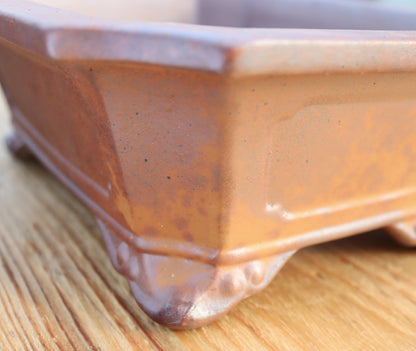 10.3" (26cm) Wood-Fired Rectangular Bonsai Pot | Unglazed Stoneware