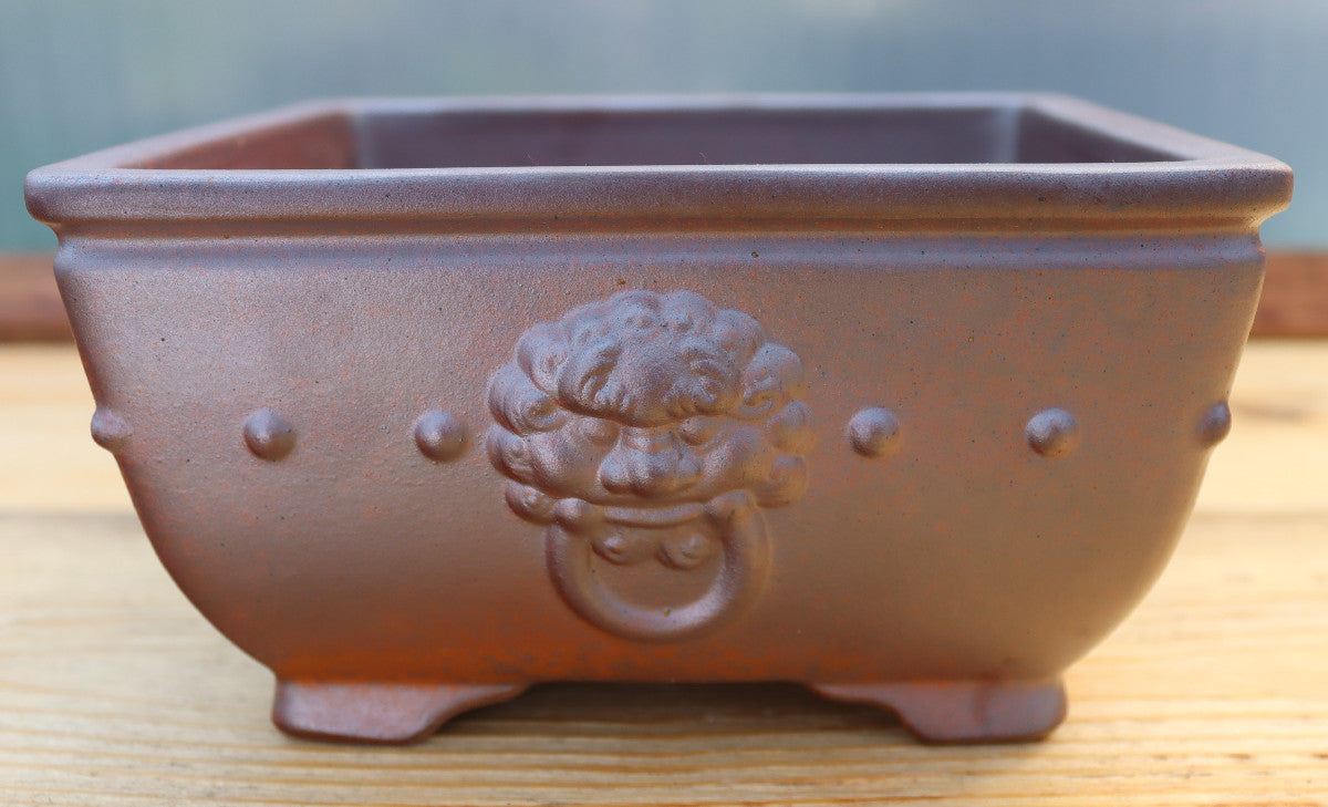 8" (20cm) Wood-Fired Square Bonsai Pot | Unglazed Stoneware