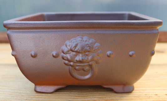 8" (20cm) Wood-Fired Square Bonsai Pot | Unglazed Stoneware
